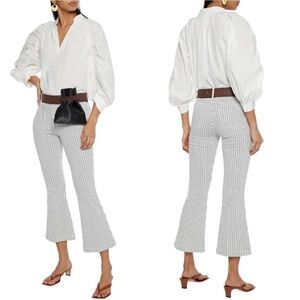 NEW Frame Le Bardot Crop Flare striped mid-rise kick-flare jeans 31
